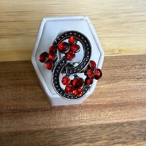 Elegant Red Crystal Brooch